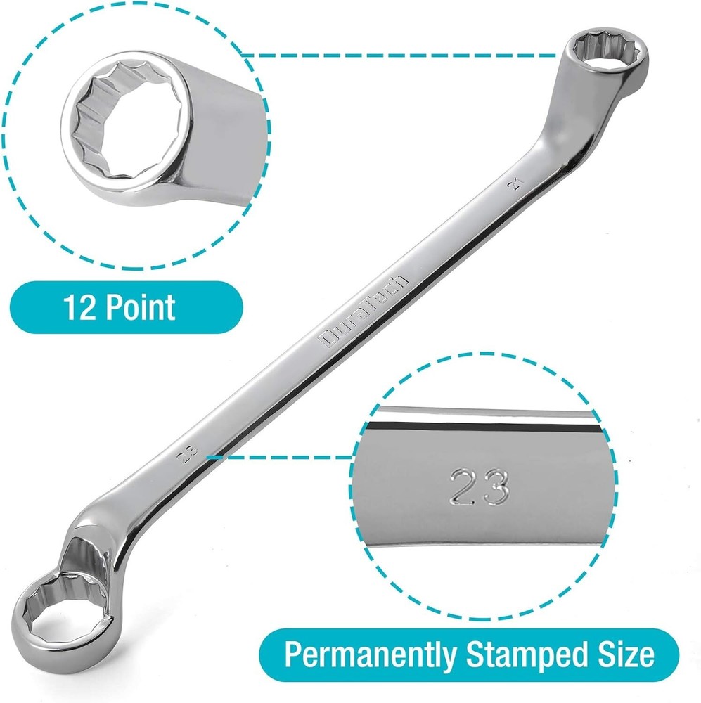 9 PCS Double Box End 75 Degree Deep Offset EXTRA LONG Wrench Tools Set 6-23Mm