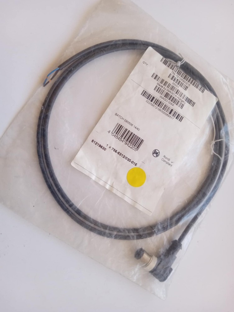 WAGO 756-5312/030-015 Sensor/Actuator cable; M12A plug; angled; 3-pole;