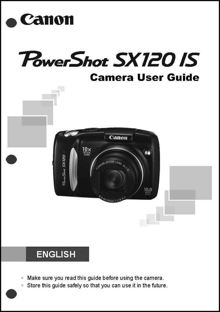 Canon Powershot SX120 IS Digital Camera User Instruction Guide  Manual