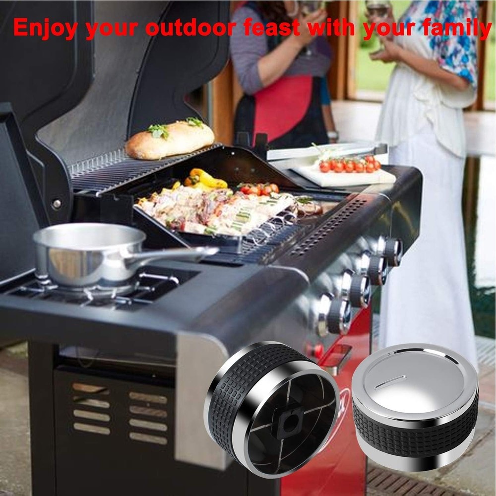 Gas Grill Knobs, Grill Control Knob Replacement Chrome Plated Plastic with Nonsl