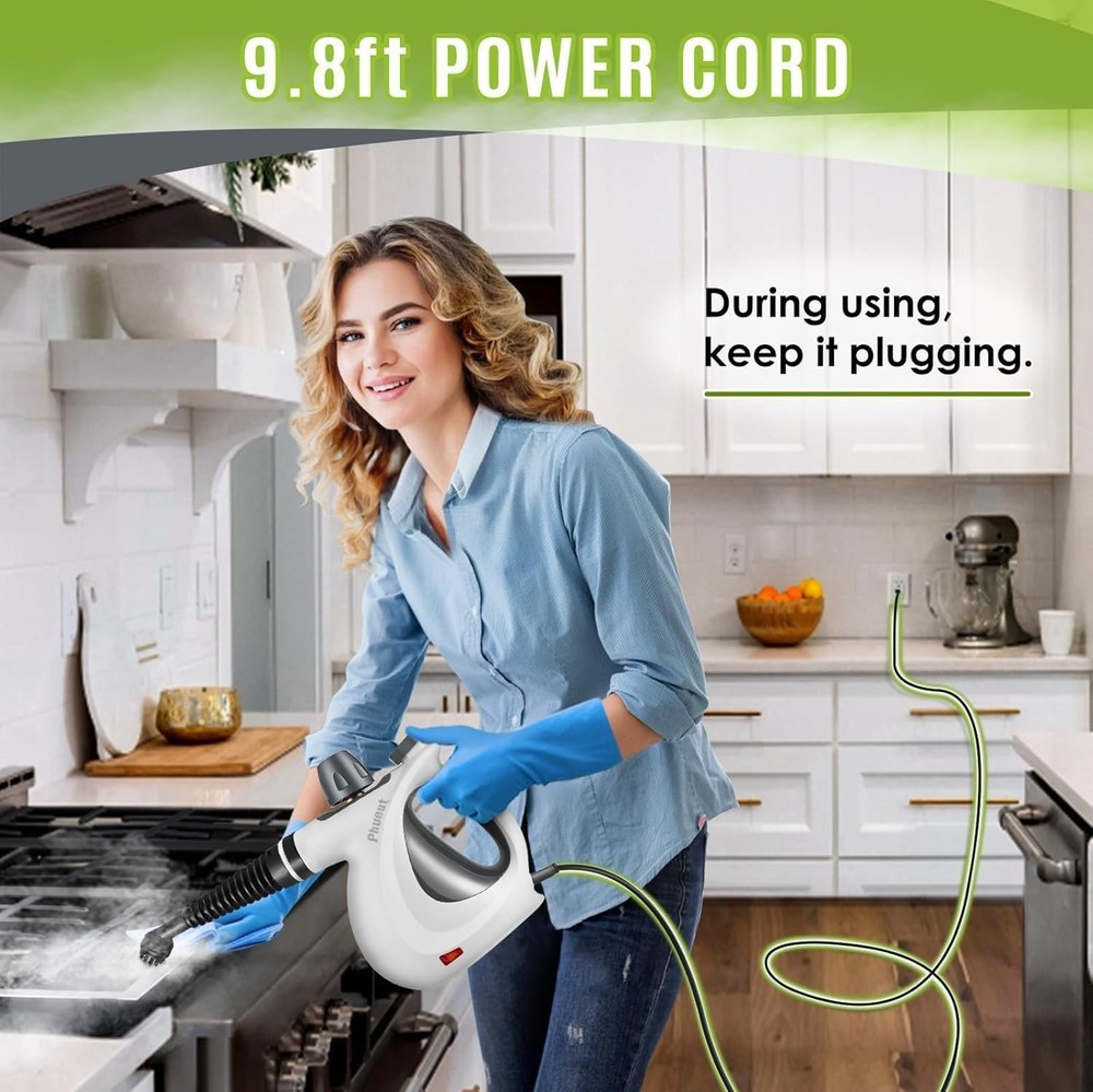 Pressurized Handheld Multi-Surface Natural Steam Cleaner with 12 pcs Accessor...