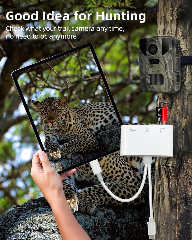 3-in-1 SD Card Reader & USB-C Adapter for iPhone & Digital Cameras - White