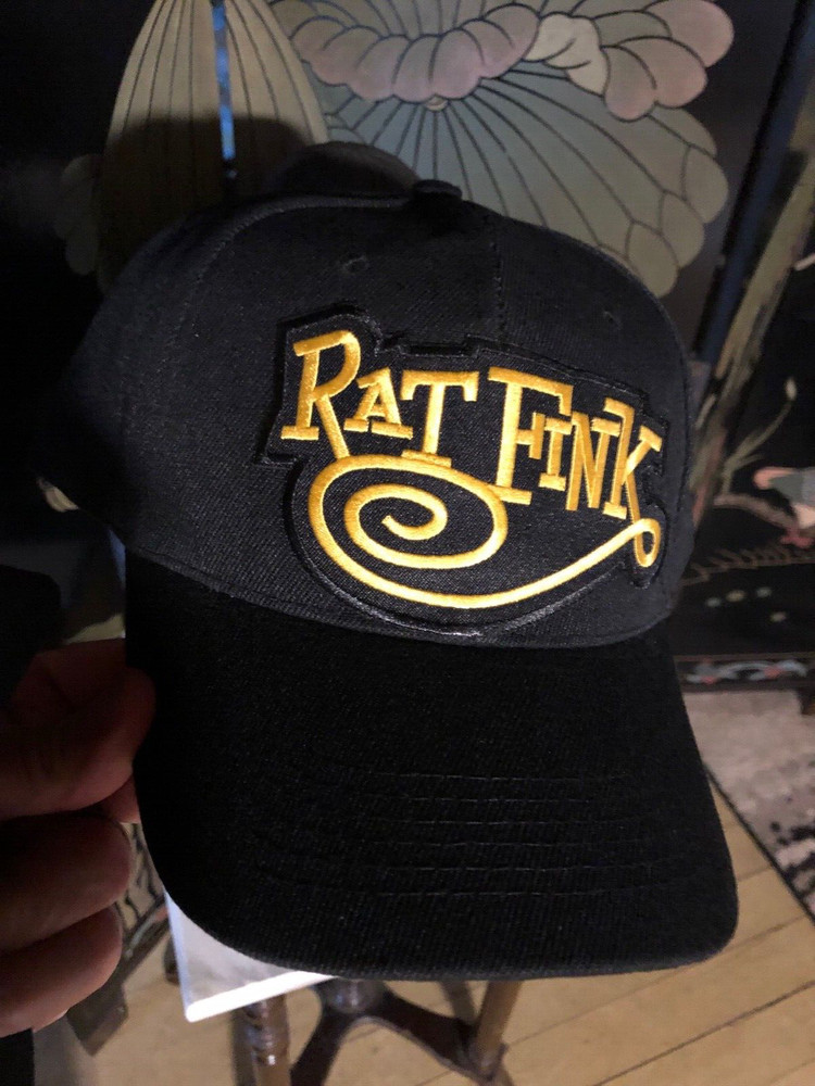 BIG DADDYROTH RATFINK SCRIPT BLACK/GOLD LARGE-SMALL 2 PIECE LOT IRON ON PATCHs