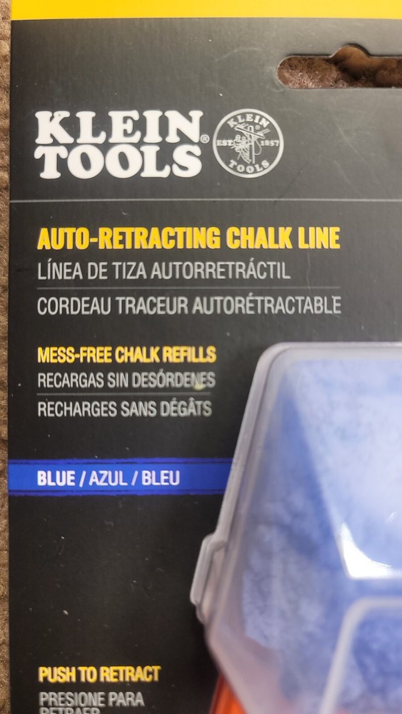 Klein Tools CHLK50B Auto-Retracting Chalk Line + Extra Capsules CHLK00B