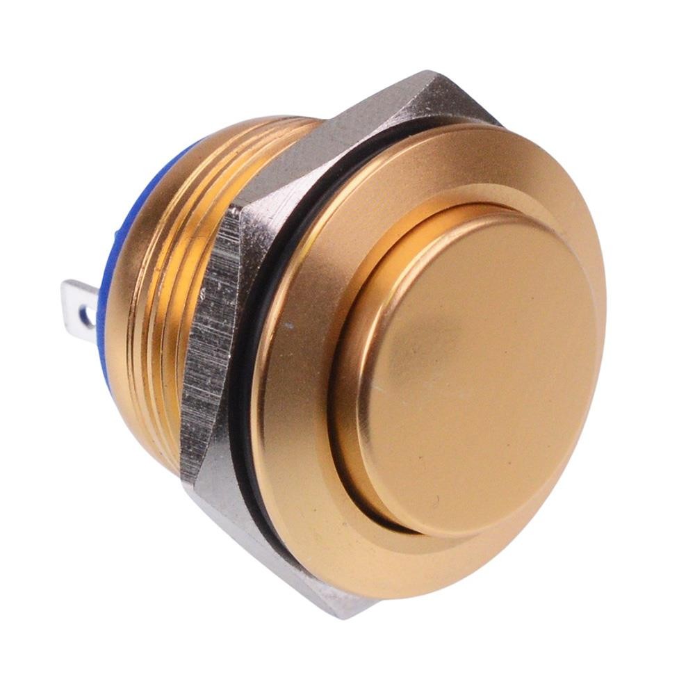 Off-(On) 19mm Raised Brass Vandal Push Button Switch 2A SPST