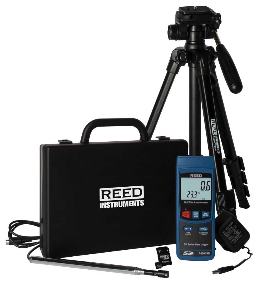 REED Instruments R4500SD-KIT2 Data Logging Hot Wire Thermo-Anemometer with