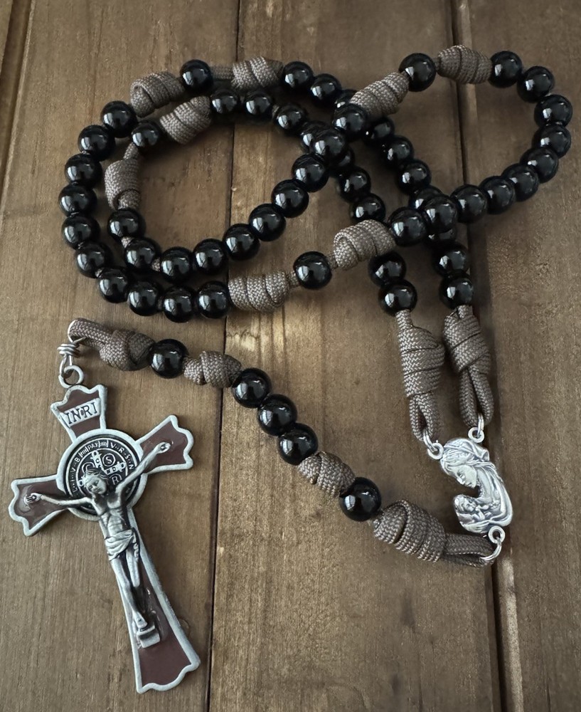 Catholic Rosary, Large St. Benedict Crucifix, Durable Rosary, Handmade