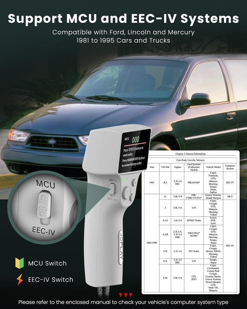 OBD1 Code Reader Compatible with Ford, 2 in 1 Digital OBD 1 Scanner with Built-I