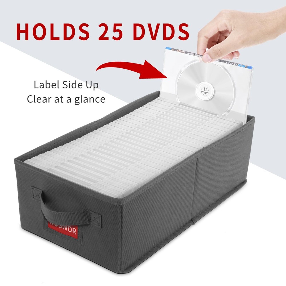 DVD Storage Box - Stackable DVD Case Holder Organizer, DVD Storage Solutions