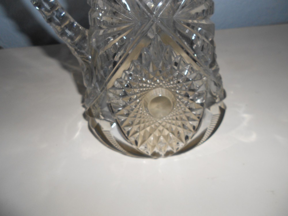 Pressed Cut Glass 10" Pitcher