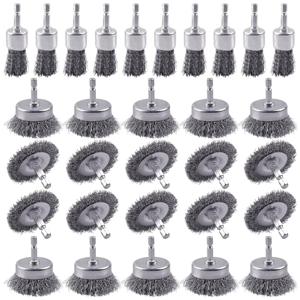 30 Pack Carbon Steel Wire Brush Set