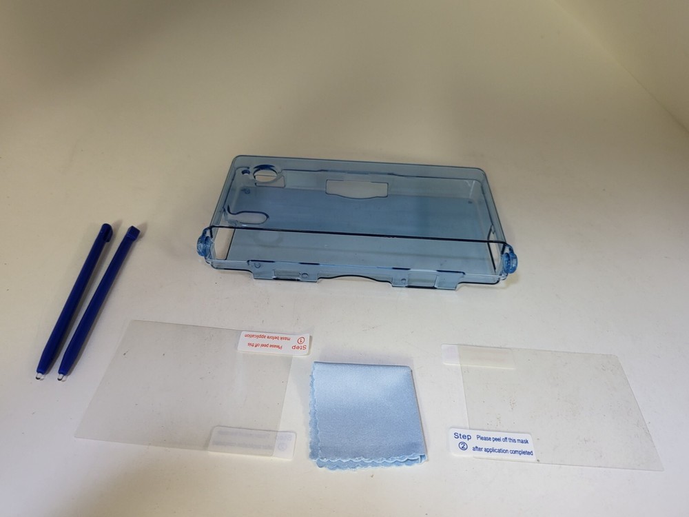 NEW Clear Blue console Shell Case + 2 Stylus & Screen protector for Nintendo DSi