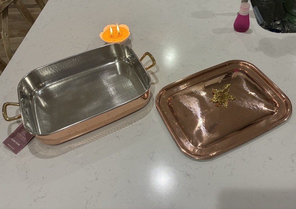 Ruffoni Tin Lined Copper Rectangular 36cm with Acorn Lid, Model 3209B36