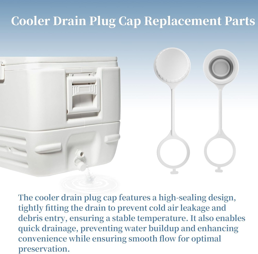 Threaded Drain Plug Caps with Plastic Tether for Cooler，Compatible with Igloo...