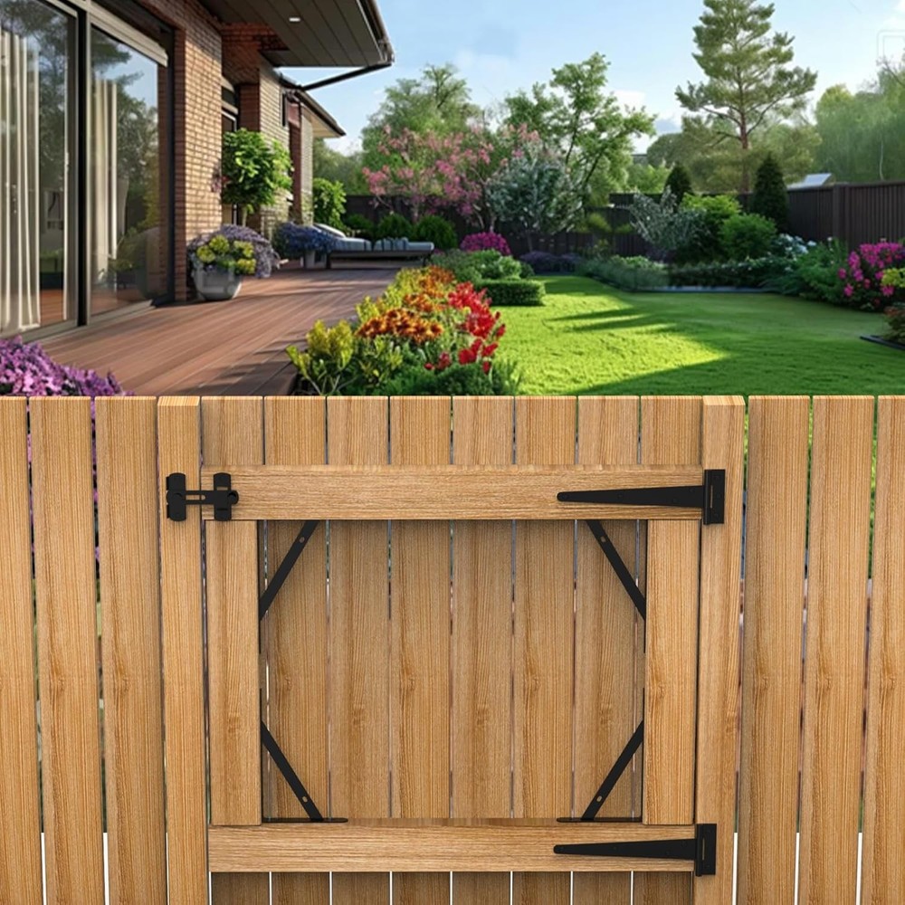 Fence Gate Frame Kit with 8 inch Hinges and Gate Latch, Includes Corner Brace...
