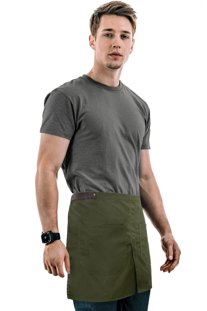 Half Apron - Genuine Leather Straps & Loops - Split-Leg - Restaurant, Waitstaff
