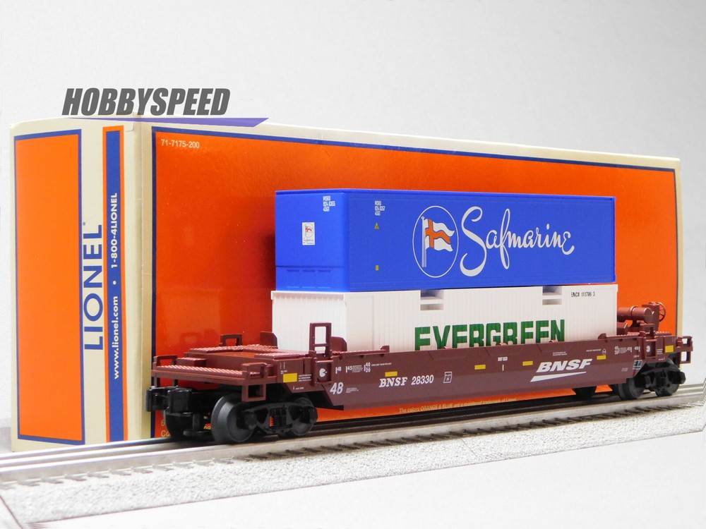 LIONEL BNSF MAXI STACK W/ CONTAINER LOAD freight train flatcar flat 2328330  NEW