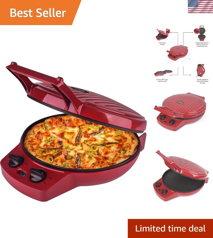 Convertible 12 Inch Pizza Cooker & Calzone Maker - Timer & Temperature Control