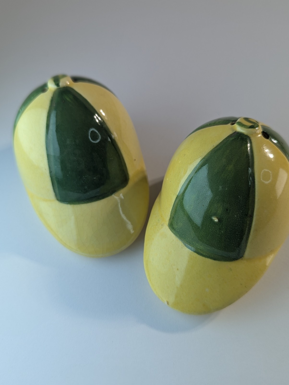 Vintage 1950's Baseball Cap Hat Salt And Pepper Shakers