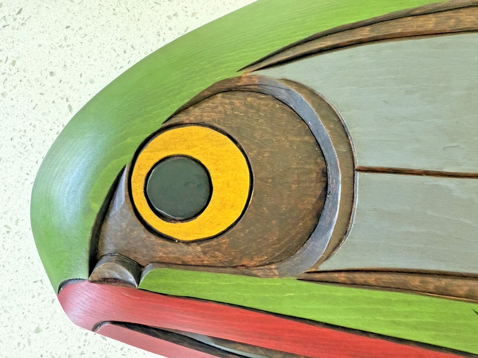 Original Kwakiutl Salmon Spawning Wood Carving by Demsey Willie, Estate Find