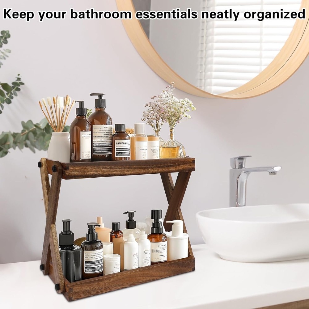 Wood Countertop Shelf Organizer