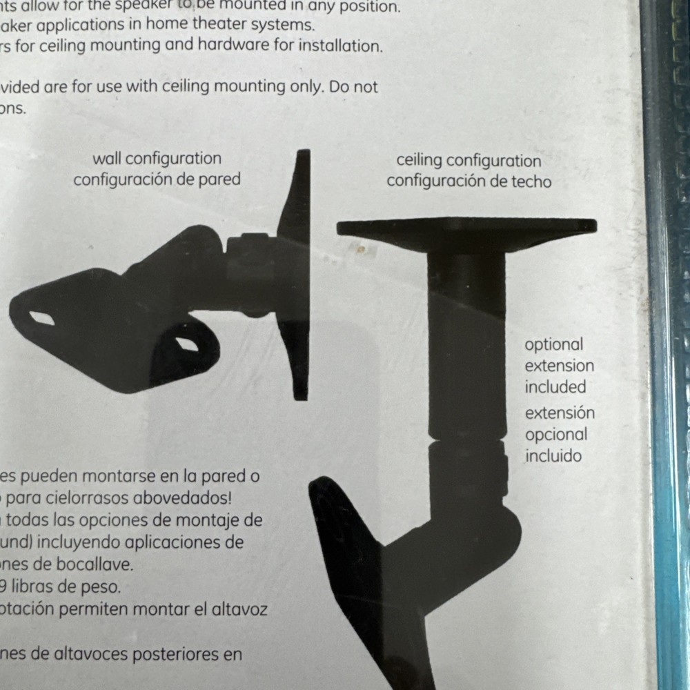 GE Universal Speaker Mounting Brackets - Wall or Ceiling Mount - NEW