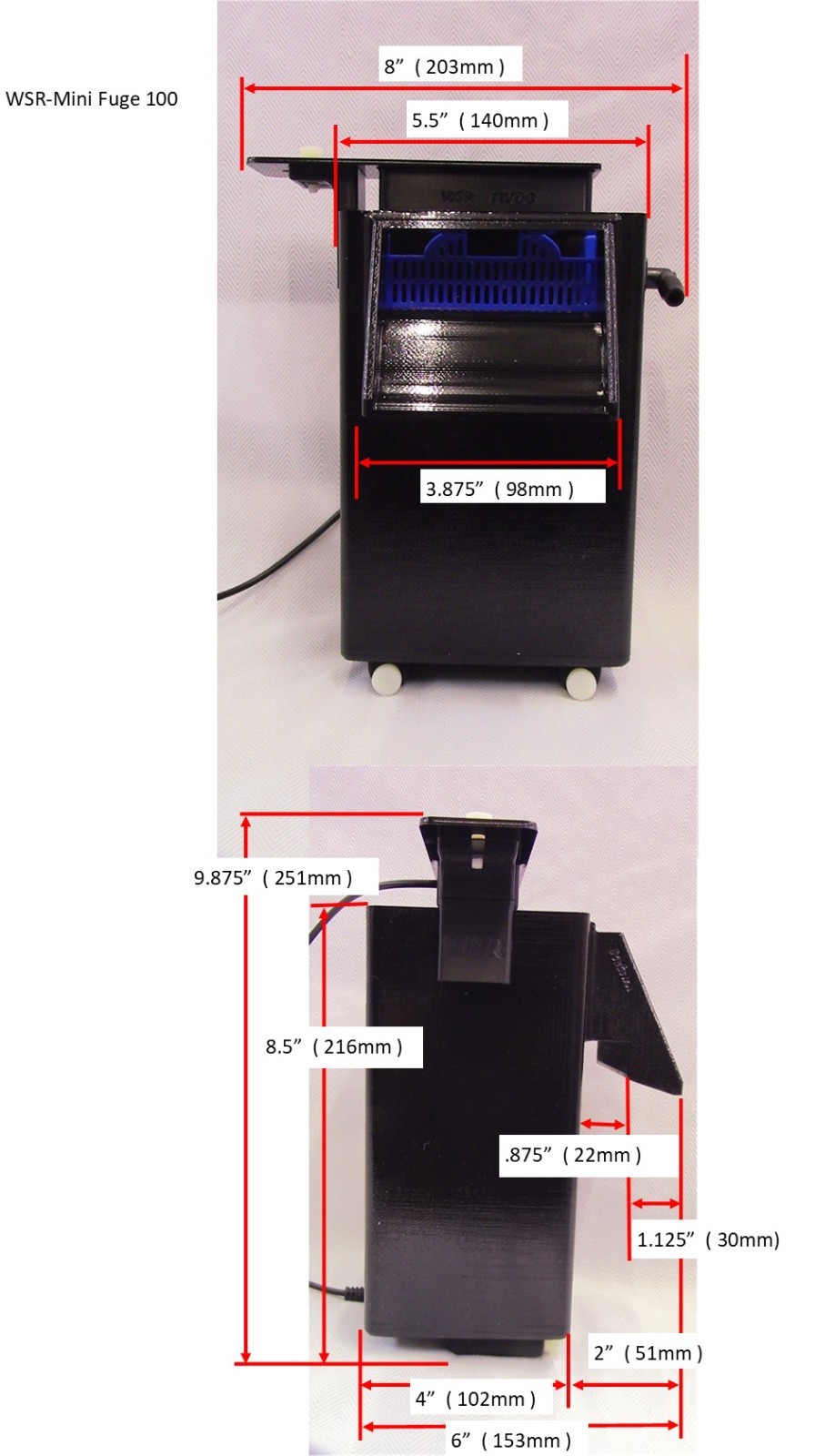 Refugium, WSR-Mini Fuge-100 Hang on Refugium System W/Pump and LED Light