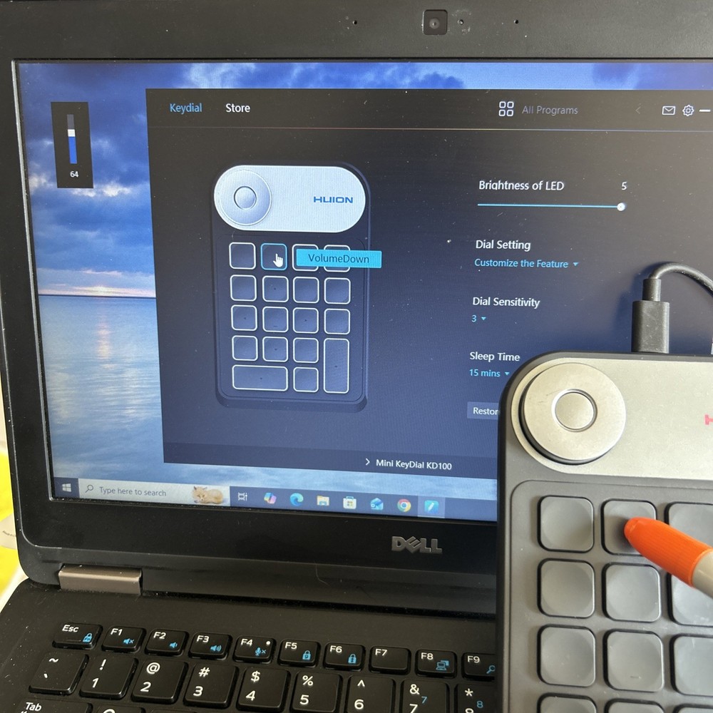Huion Mini Keydial KD100 Shortcut Controller Dial Keyboard Tested Working