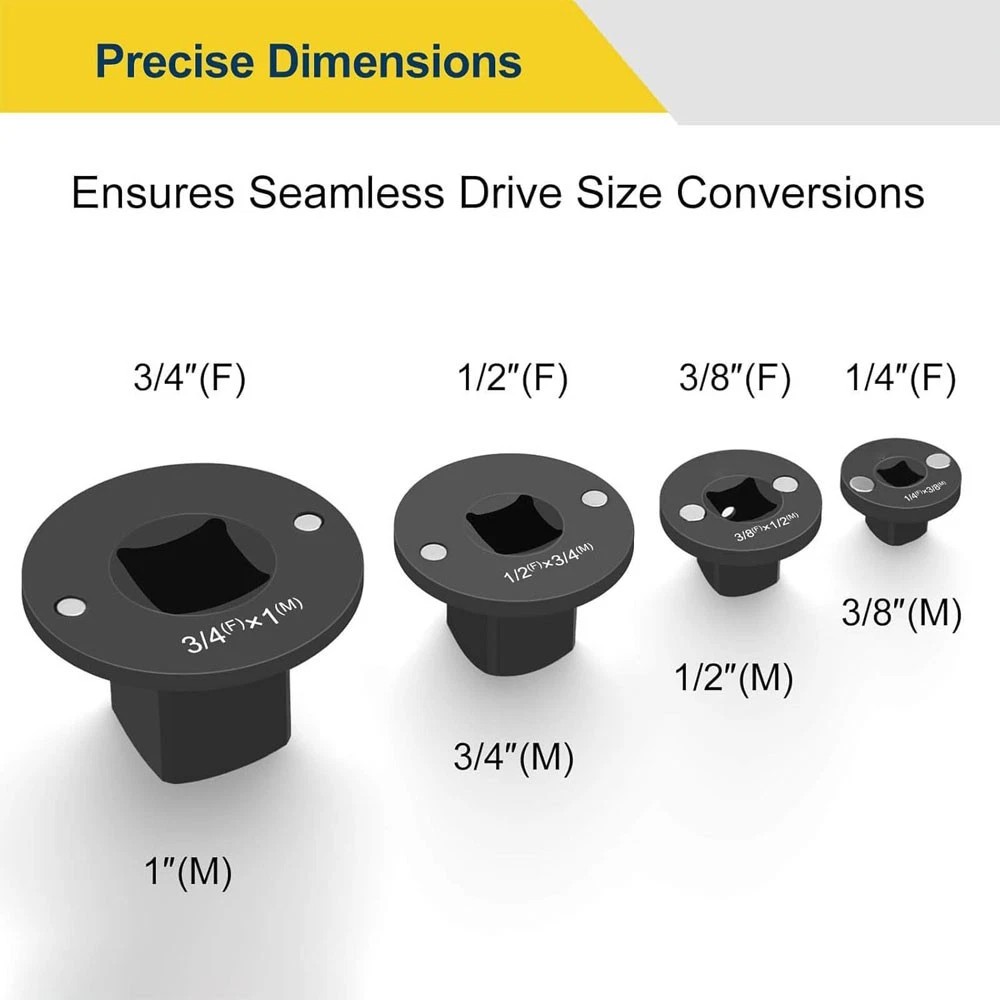 4-Pack Low Profile Impact Socket Adapter Set, Drive Reducing Ratchet Adapter Set