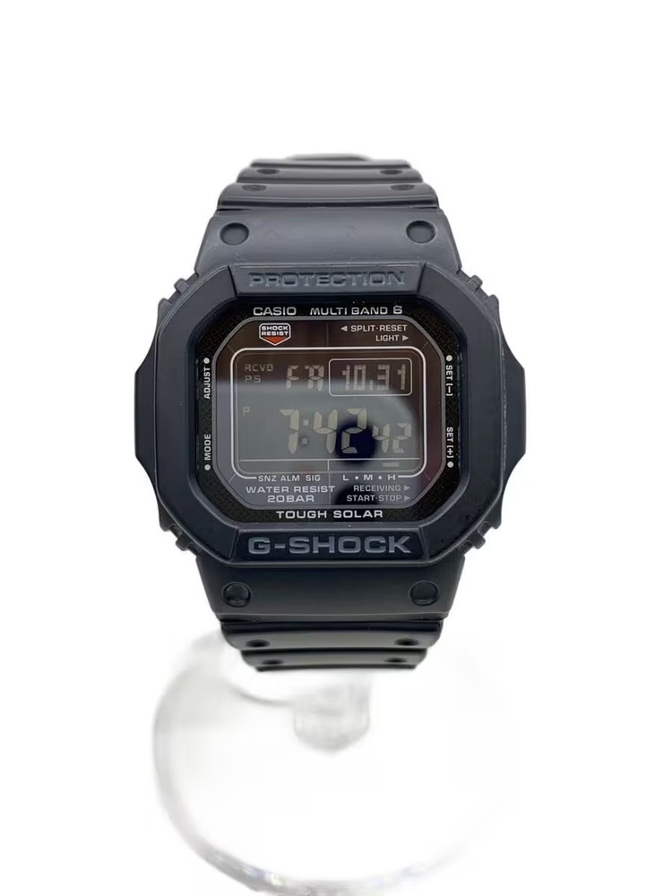CASIO Solar Wristwatch G SHOCK Digital Rubber BLK BLK Plastic