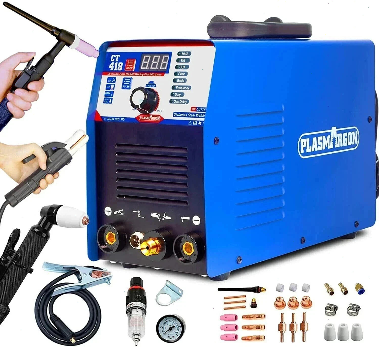 CT418 3 in 1 Combo Pulse Tig Weld Pulse MMA Welder Plasma Cutter Stick Welder