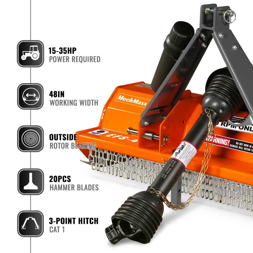 MechMaxx 3 Point PTO 48'' Light-duty Flail Mower For 15-35hp Tractor, EFS48
