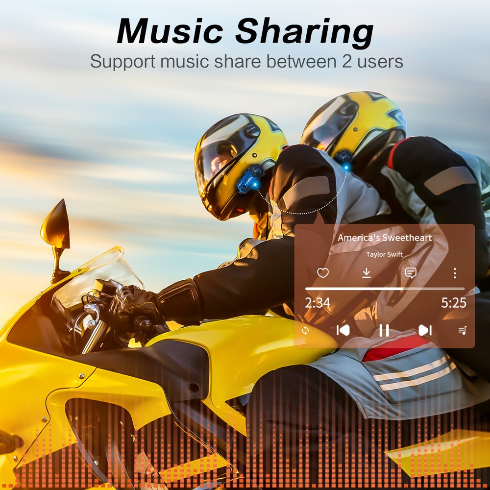 M1-S Plus 8 Riders Group Motorcycle Intercom Helmet Bluetooth Headset 2000m &FM