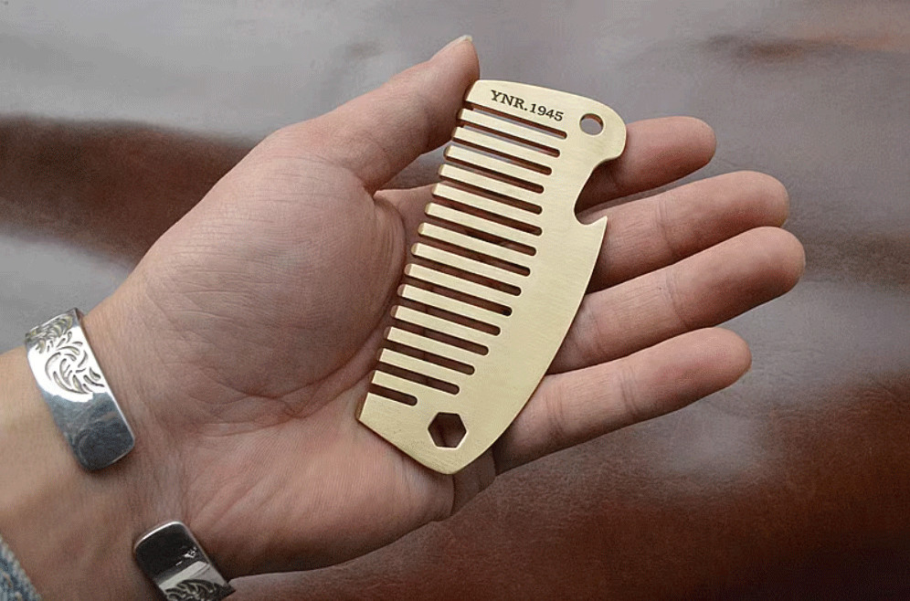 Solid Brass Comb Pocket Multi Tools Comb Bottle Opener Wrench Man EDC Gift