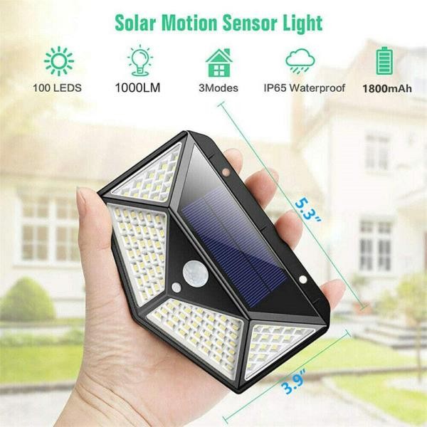 1-10pcs 100 LED PIR Motion Sensor Wall Light Solar Power Waterproof Outdoor