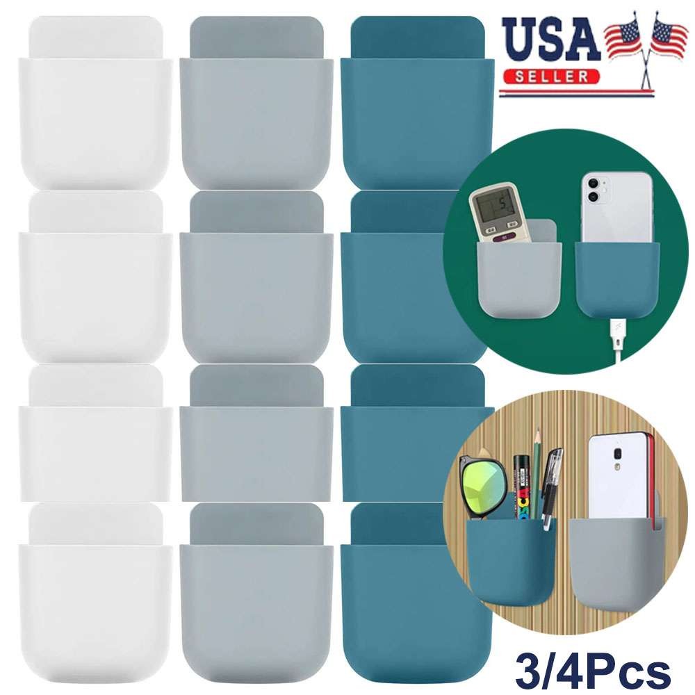 Wall Mounted Storage Box Remote Control Storage Case Mobile Phone Plug Holder US