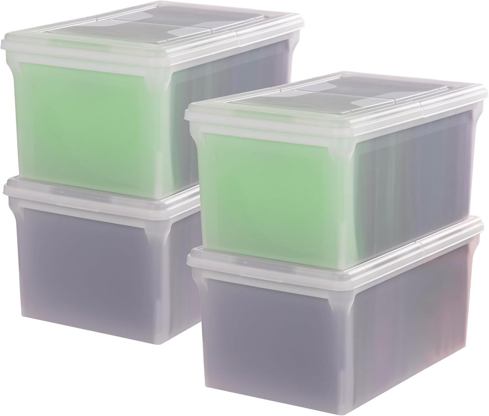 File Box File Organizer w/Hinged Split Lid Letter File Important Document Box