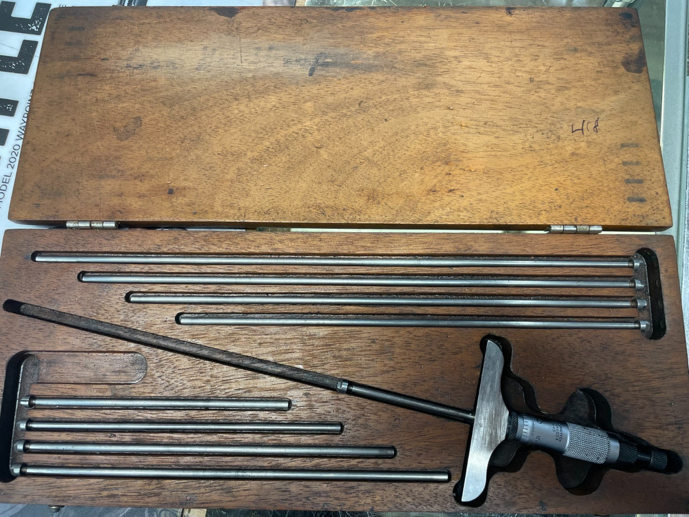 Starrett 445BZ-9RL Depth Micrometer Gage, 0-9" Range .001" 4"