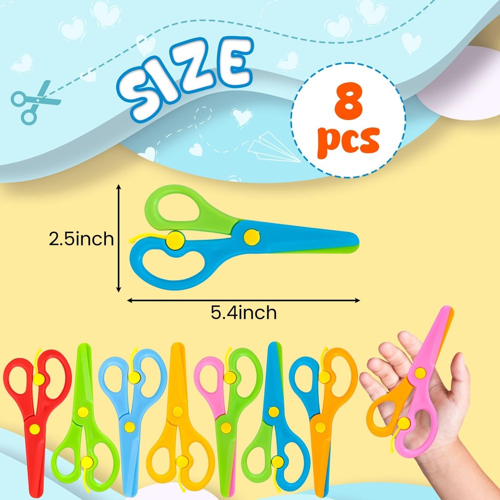 Scissors, 8PCS Blunt Tip Training Safety Scissors Stocking Stuffer for & Chil...