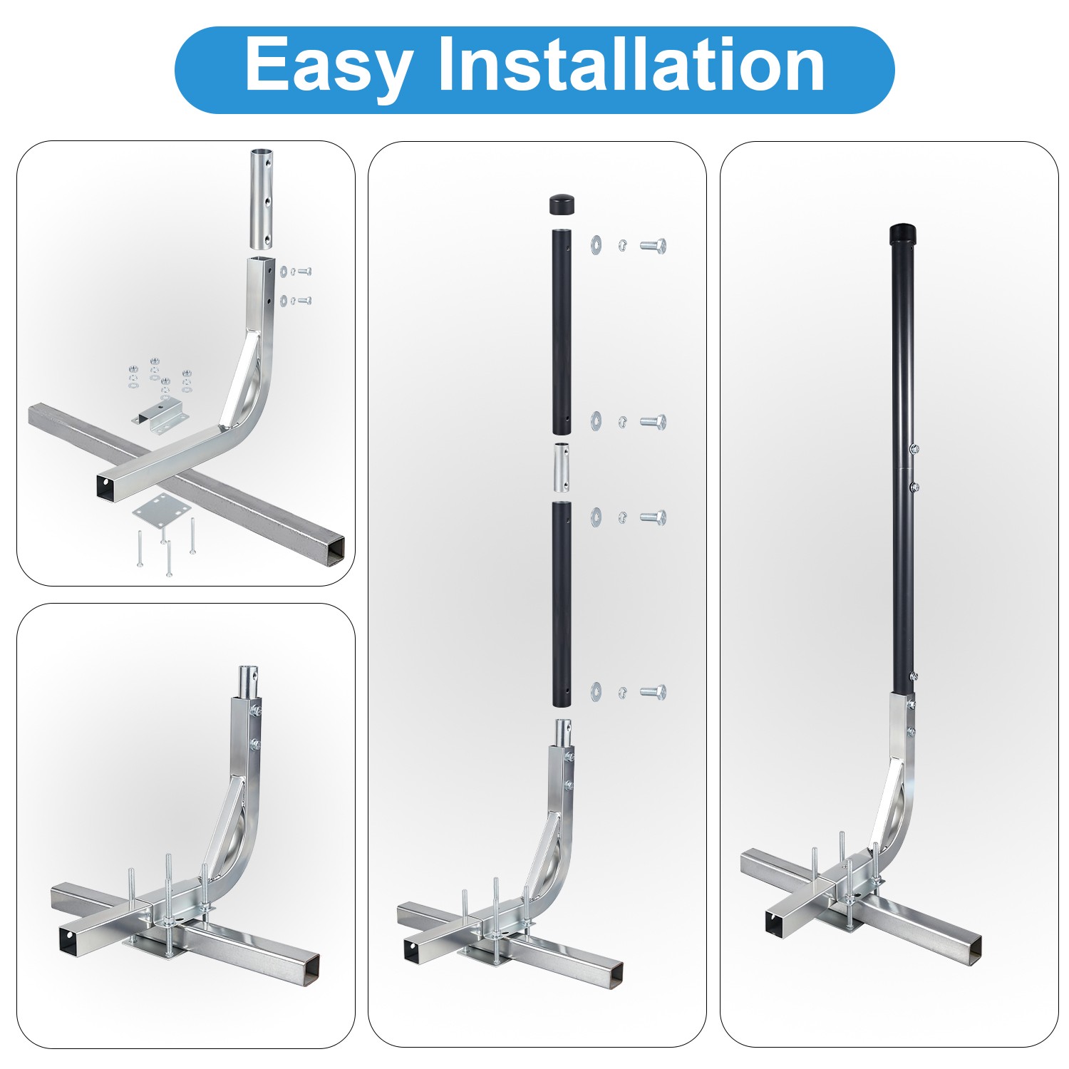 Black Boat Trailer Guide 31"-48" Adjustable , Boat Trailer Guides Poles Kits