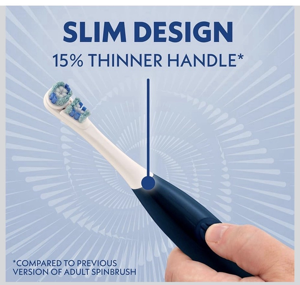 Spinbrush Smart Clean Battery Powered Toothbrush, Soft, Midnight Blue