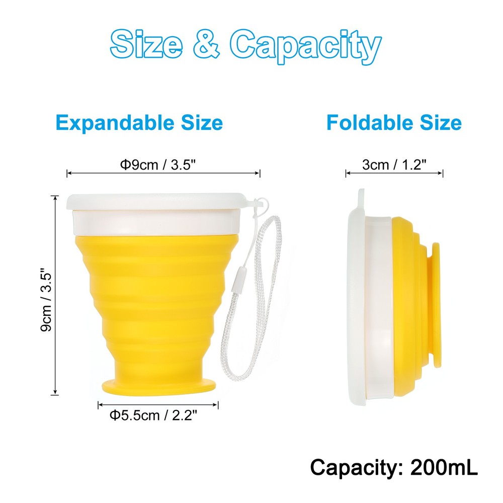 Folding water bottle, 200mL, yellow