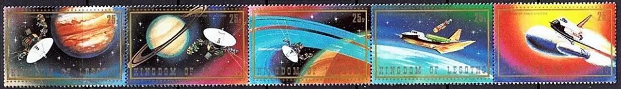 LESOTHO 1981 SPACE strip (folded) MNH ASTRONOMY 💲FREE SHIPPING💲