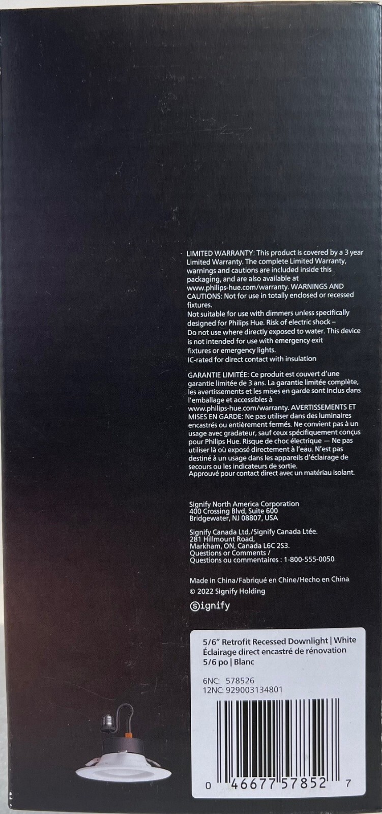 Philips Hue Smart Recessed 5/6 Inch LED Downlight 1100 Lumen, 9290031346 - White