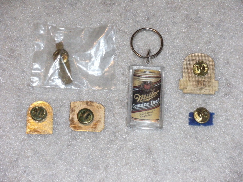 5 Miller Brewery Pins & Key Chain