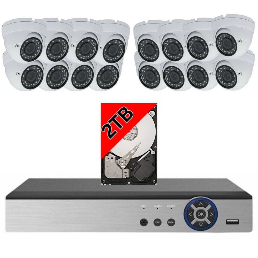 Evertech 16 Dome Camera Security Surveillance System 2TB HDD DVR Video Recorder