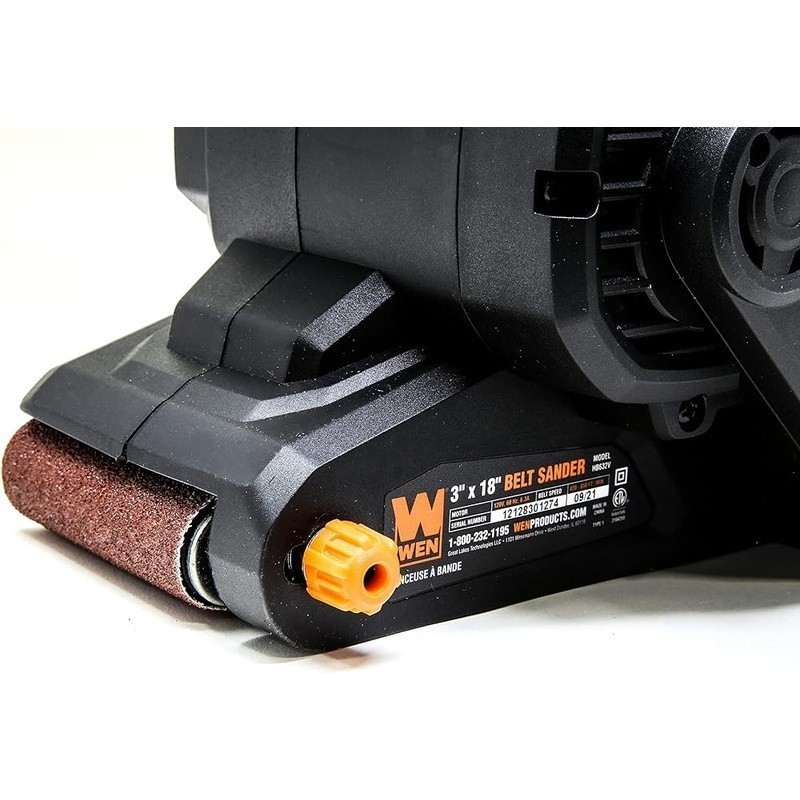 6.3A Variable Speed Belt Sander 80 Grit Lock On Switch Compact Design 6lb New