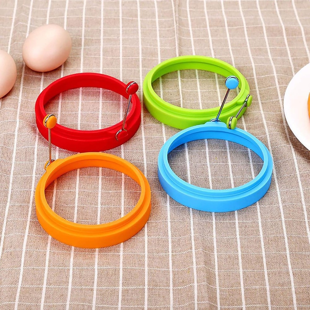 Multicolor Non-Stick Silicone Egg Ring Set - Perfect for Effortless Fried Eggs
