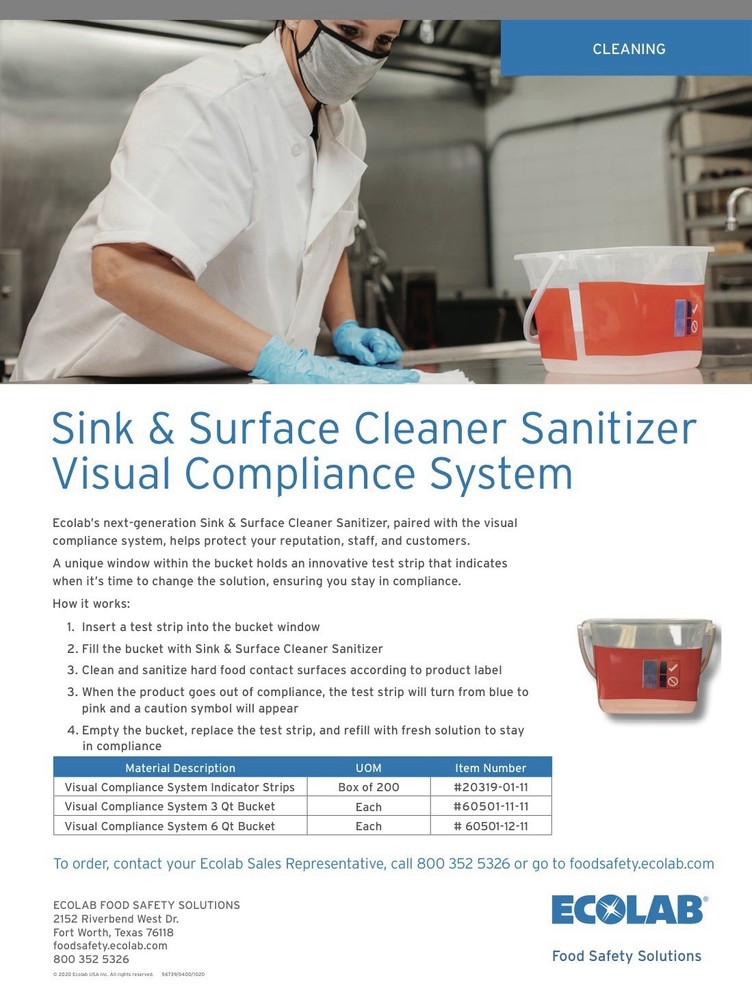 Ecolab 6 qt Red Sanitizer Bucket With Visual Compliance Test Strips
