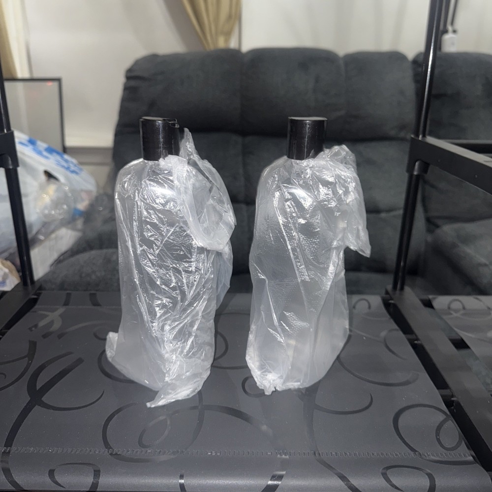 16 oz Empty Clear Plastic Bottles with Black Disc Caps, Squeezable Refillable